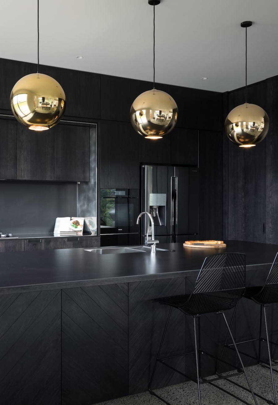 black kitchen stone benchtop
