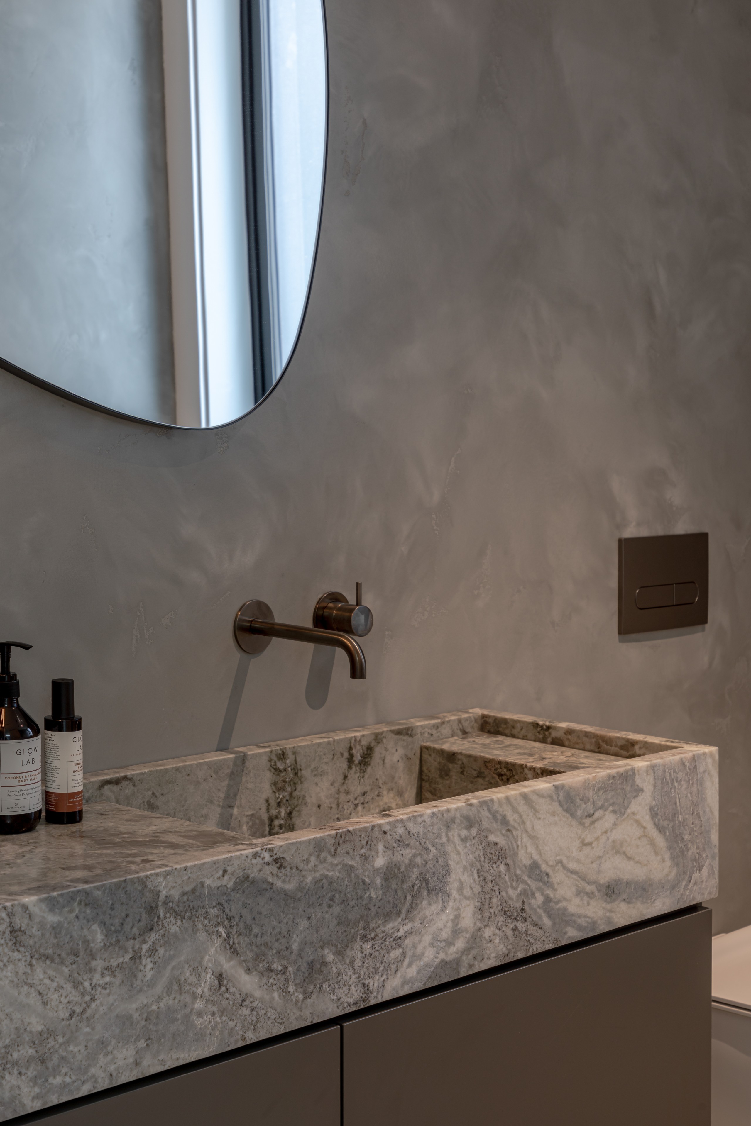 Fantasy white granite integrated vanity and basin. Millbrook Queenstown.