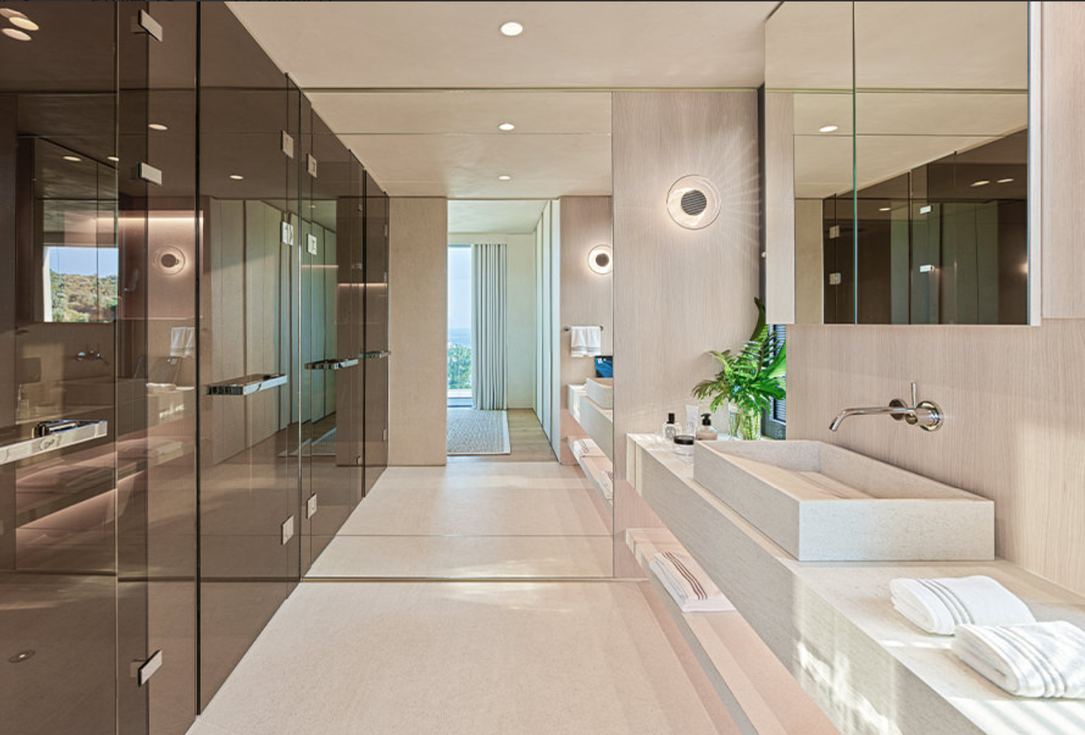 Ananda large format procelain bathroom vanity with handcrafted handbasin