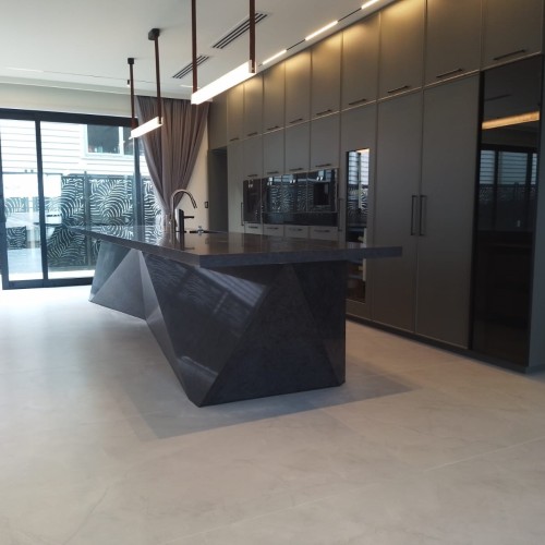 Caesarstone Raven Engineered stone kitchen island