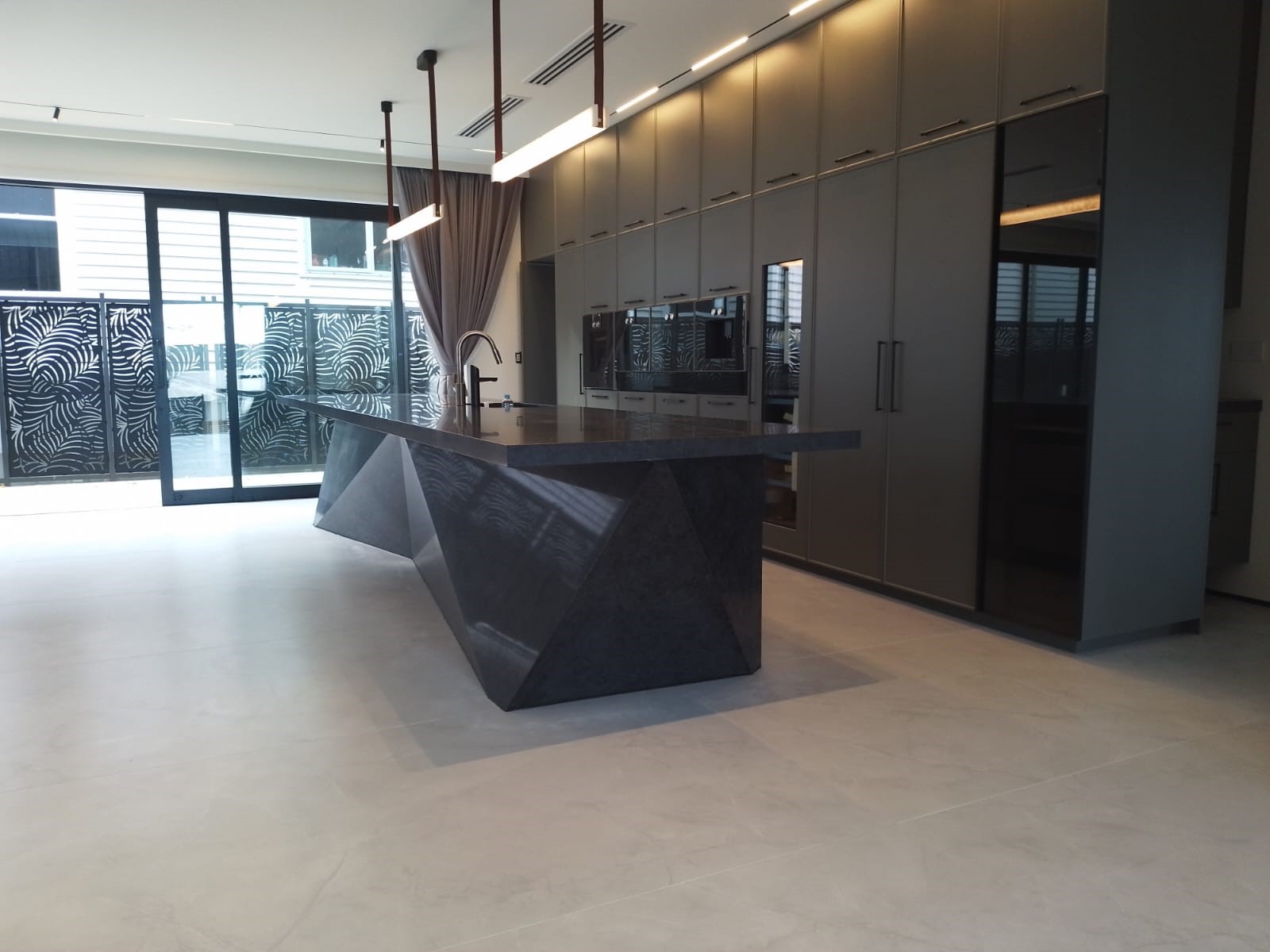 Caesarstone Raven Engineered stone kitchen island