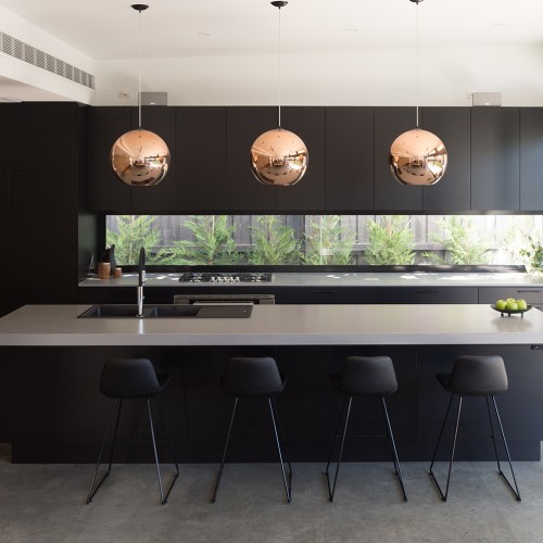 raw concrete caesarstone kitchen