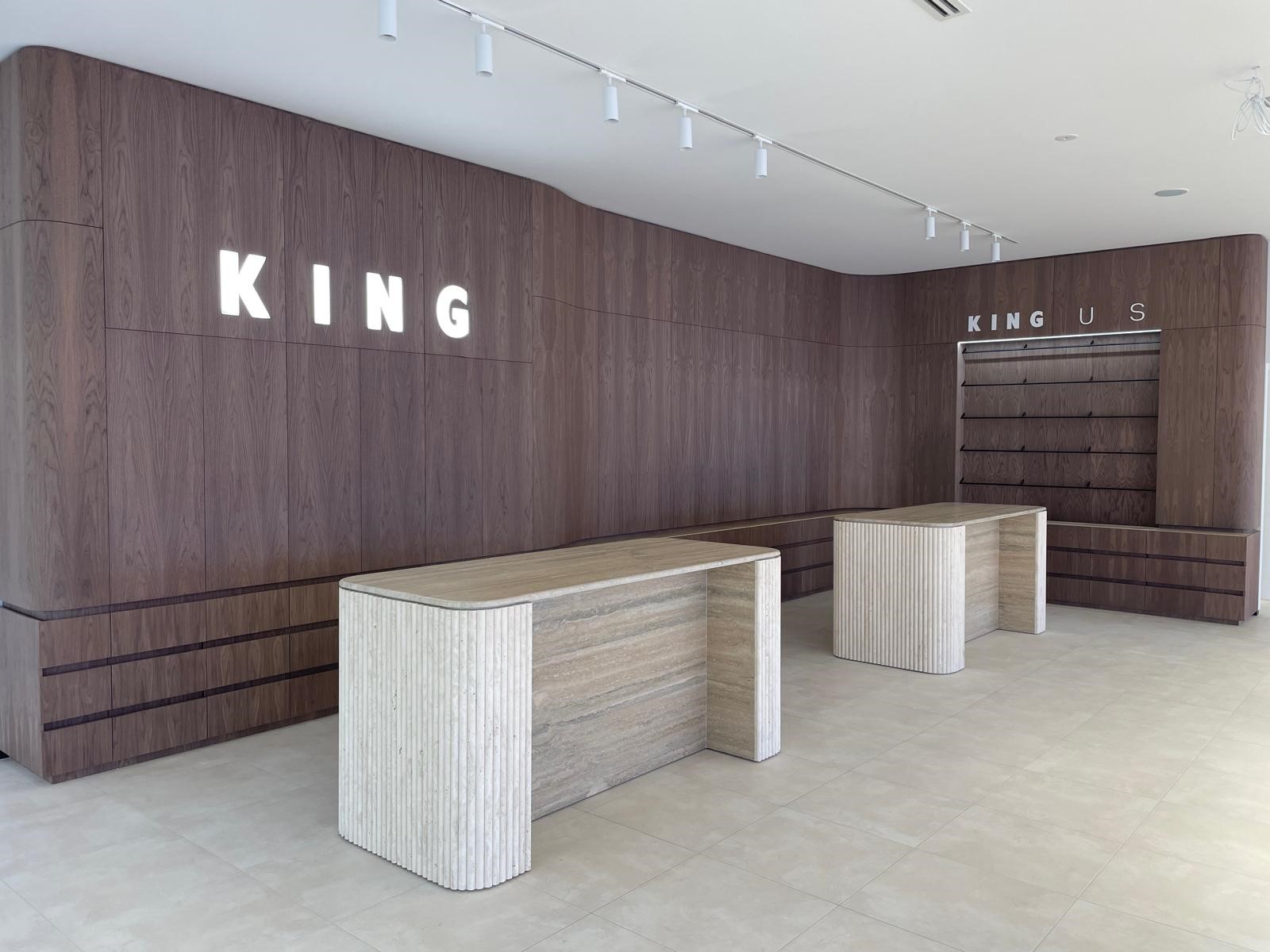 Silver Travertine Front Point of Sale Counters