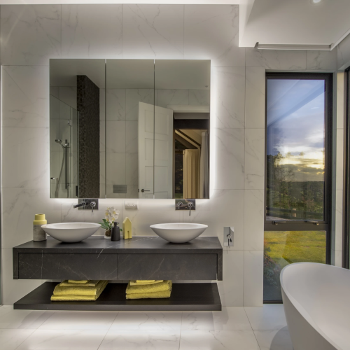 istone Storm Nero Bathroom wall hung vanity top and cabinetry fronts