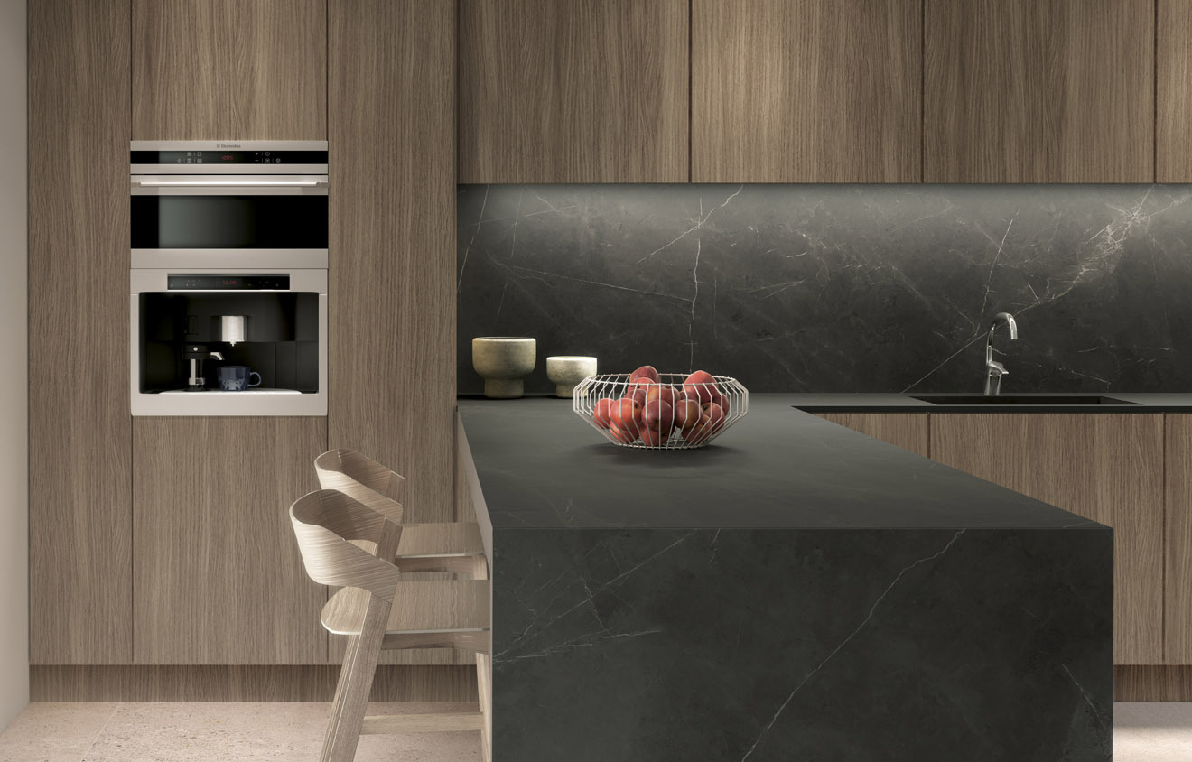 Storm stone benchtop splashback